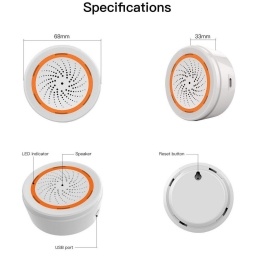 Alarma Audiovisual Zigbee MOES con Sensor IR y Batera