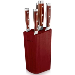 Set de Cuchillos Cuori Noce 6 Piezas Acero con Soporte de Madera