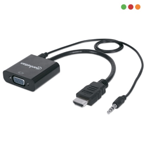 Adaptador HDMI a VGA Manhattan con Audio para Monitores