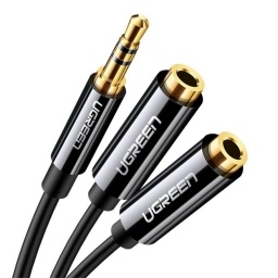 Adaptador Audio Ugreen Jack 3,5 mm Doble Salida Negro
