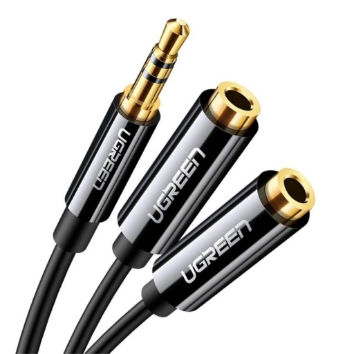 Adaptador Audio Ugreen Jack 3,5 mm Doble Salida Negro