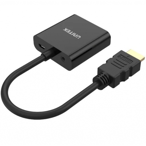 Adaptador Hdmi A VGA Unitek con Audio y Micro USB