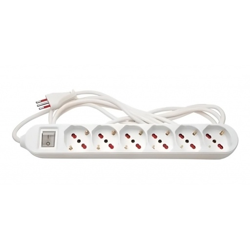 Alargue Conatel 3L 6 Schuko Ficha 3 metros Blanco