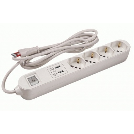Alargue Conatel 3L 4 Schuko 3 metros Blanco Reforzado
