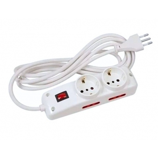 Alargue Conatel 5 metros 2 Schuko 4 Tomas 3L Blanco