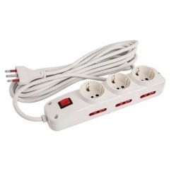 Alargue Conatel 5 metros 3 Schuko 6 Tomas 3L Blanco