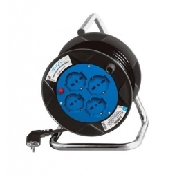 Alargue Conatel Carrete 15 metros 4 Schuko Negro