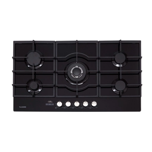 Anafe de Empotrar James 5 Hornallas Vidrio Negro con Timer