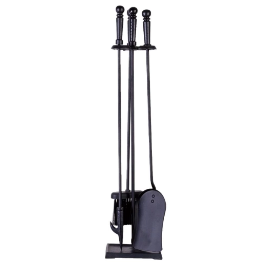 Atizador para Estufa Kassel 3 Piezas con Base Rectangular Negro
