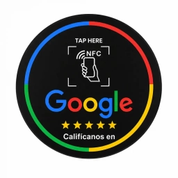 Base QR NFC Google para Rese�as de Mostrador Redonda