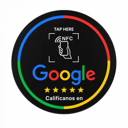 Base QR NFC Google para Rese�as de Mostrador Redonda