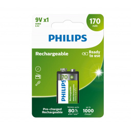 Bater�a Recargable Philips 9 V NiMH 170 mAh hasta 1000 Ciclos