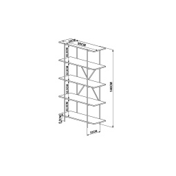 Biblioteca Versa Baja 90x33x146 Melamina Nogal