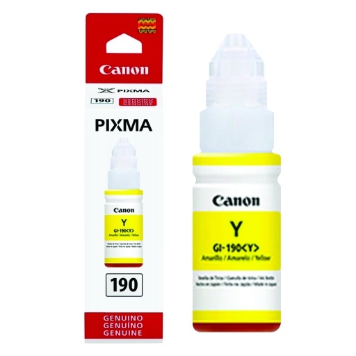 Botella de Tinta Canon GI-190 Amarilla Original 70 ml