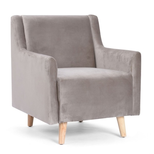 Butaca Durham Tapizada Vison con Patas de Madera