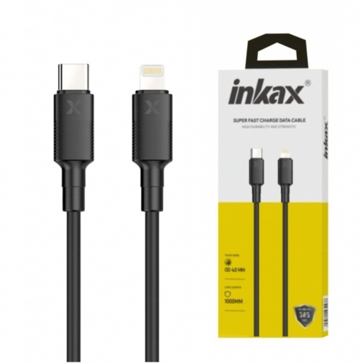 Cable Inkax USB-C a Lightning 1 metro Negro 3,1 a