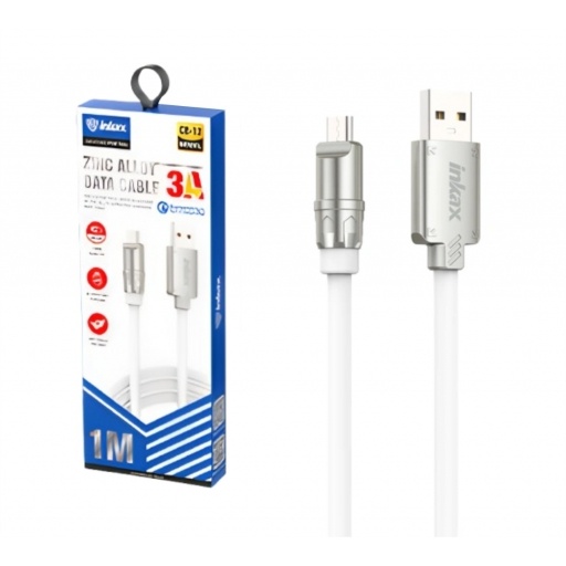 Cable Micro USB Inkax Silicona Plateado 1 m y 3 a