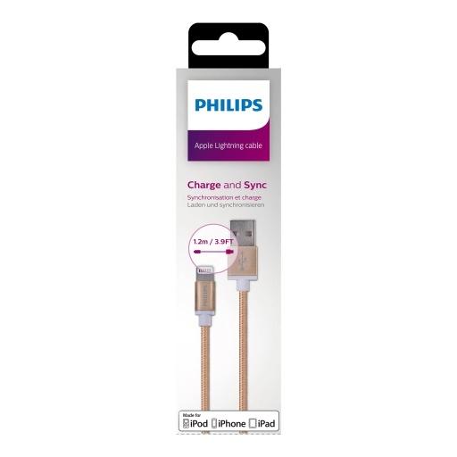 Cable USB A a Lightning Philips DLC2508G Trenzado 1,2 m