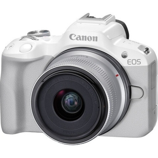 C�mara Mirrorless Canon EOS R50 Blanca con Lente 18-45 mm