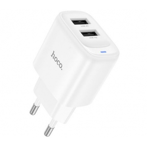 Cargador de Pared Hoco C141A Doble USB-A 10,5 W Blanco