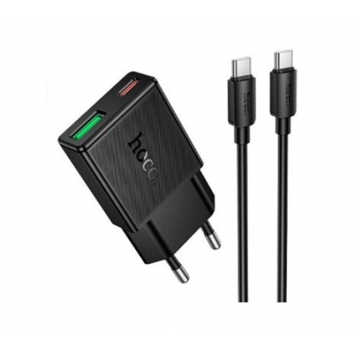 Cargador de Pared Hoco N73 20 W Negro con Cable USB-C