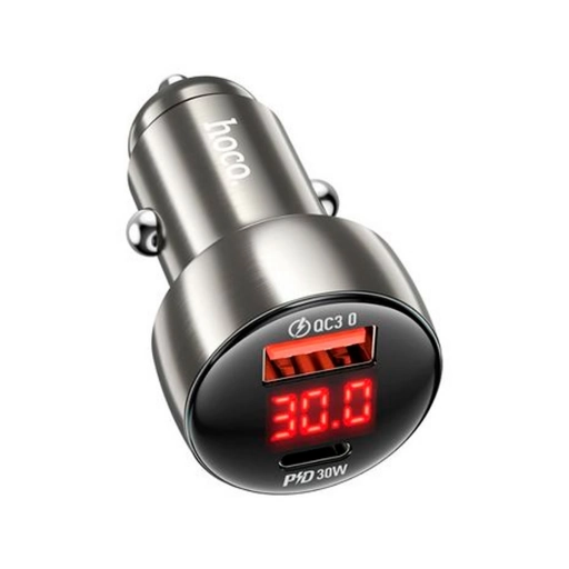 Cargador para Auto Hoco Z50 48 W USB-C USB-A Metal Gray