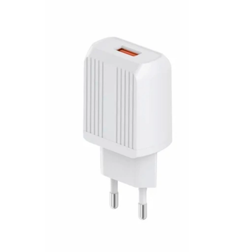 Cargador Inkax C02 USB-A 2,1 A con Cable USB-C Blanco