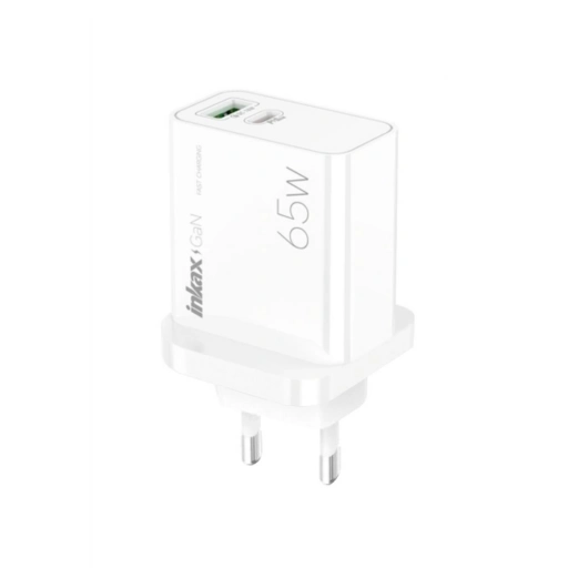 Cargador Inkax C09 USB-a y USB-C GaN 65 W Blanco