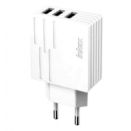 Cargador de Pared Inkax 3 USB-a 28 W Blanco Compacto