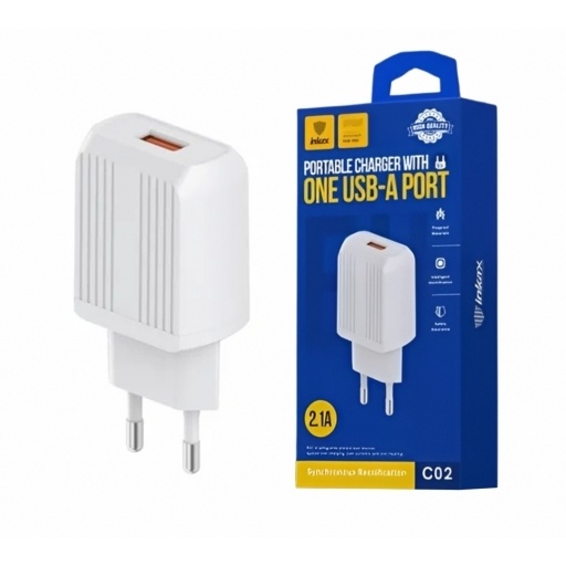 Cargador Inkax USB-A 2.1A Blanco Tipo C