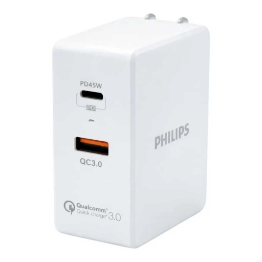 Cargador Philips DLP6316C/97 USB-C PD USB-A QC 45W Blanco