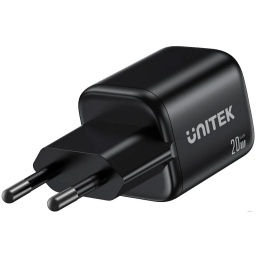 Cargador Unitek Zeno GaN 20 W USB-C y USB-a Negro