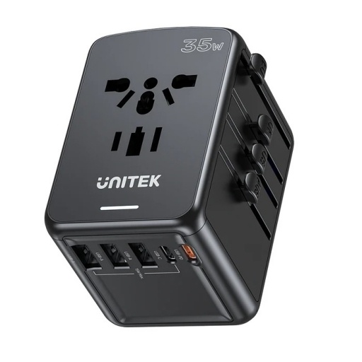 Cargador Universal Unitek 35W 2 USB-C PD 3 USB-A Viaje