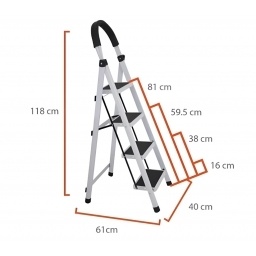 Escalera 4 Escalones Negra Antideslizante Fitness