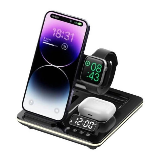 Estaci�n de Carga Ledstar 5 en 1 Inal�mbrica con Reloj