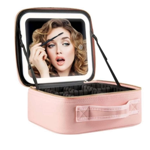 Estuche de Maquillaje Profesional con Espejo y Luz LED