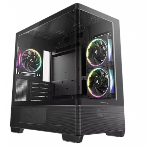 Gabinete DeepCool CG380U 3F Negro con Cristal Curvo
