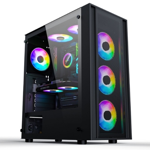 Gabinete Marvo CA123 Negro RGB Vidrio Templado Mid