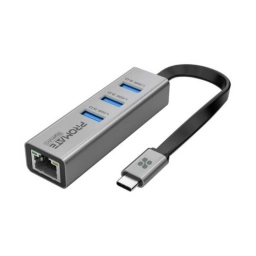 Hub Promate GigaHub-C USB-C Ethernet Gigabit 3 Puertos