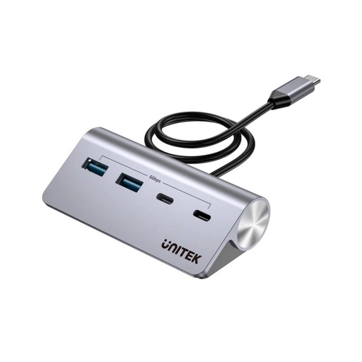 Hub Unitech H1337AGY 4 en 1 USB-C 5 Gbps Gris
