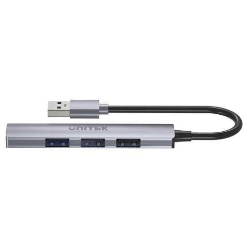 Hub Unitek USB-A 3.0 4 en 1 Gris Espacial Aluminio