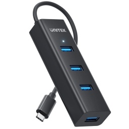 Hub Unitek USB-C 4 Puertos USB-a 5 Gbps Negro