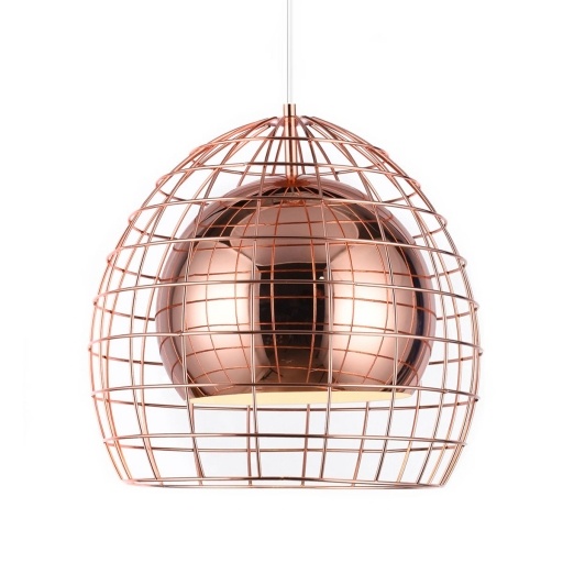 Luminaria Colgante Ovo Cage Cobre Estilo Industrial
