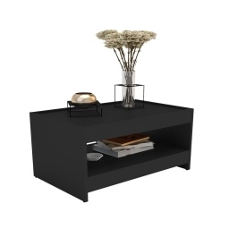 Mesa de Centro Axis Negra con Patas de Madera MDF