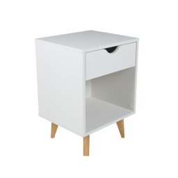 Mesa de Luz Jolie Blanca MDF y Madera con Caj�n