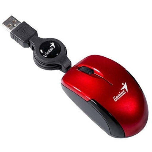 Mouse Genius Retr�ctil USB �ptico Rojo Port�til