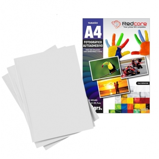 Papel Fotogr�fico Autoadhesivo Brillante 135gr A4 Blanco