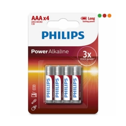 Pilas Alcalinas Philips LR03 AAA Power Alkaline Pack X4
