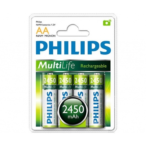 Pilas recargables Philips AA 2450mAh NiMH pack 4 unidades