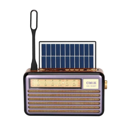 Radio Port�til Retro Cmik AM FM SW Bluetooth y Panel Solar